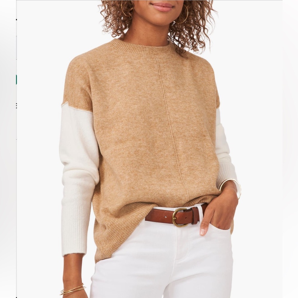 Vince Camuto Tan and Cream Women's Sweater
